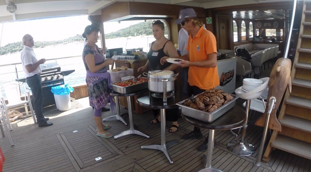 Barbecue and buffet meal on a cruise in Halkidiki